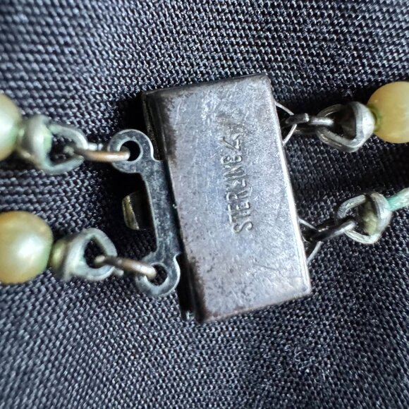 Vtg Sterling 925 Box Clasp Faux Cream Pearl Double-Strand 14" Art Deco Necklace - Picture 11 of 16